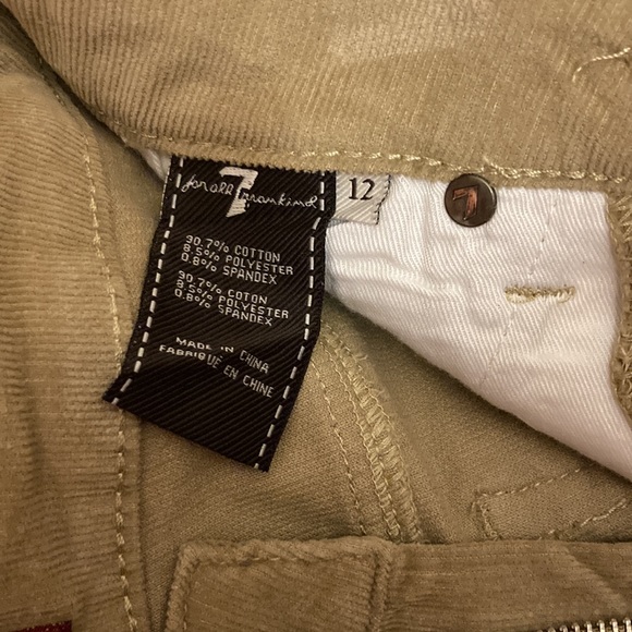 NWT 7 for all Mankind boys 12 Slim Straight Leg tan corduroy pant - Picture 5 of 6